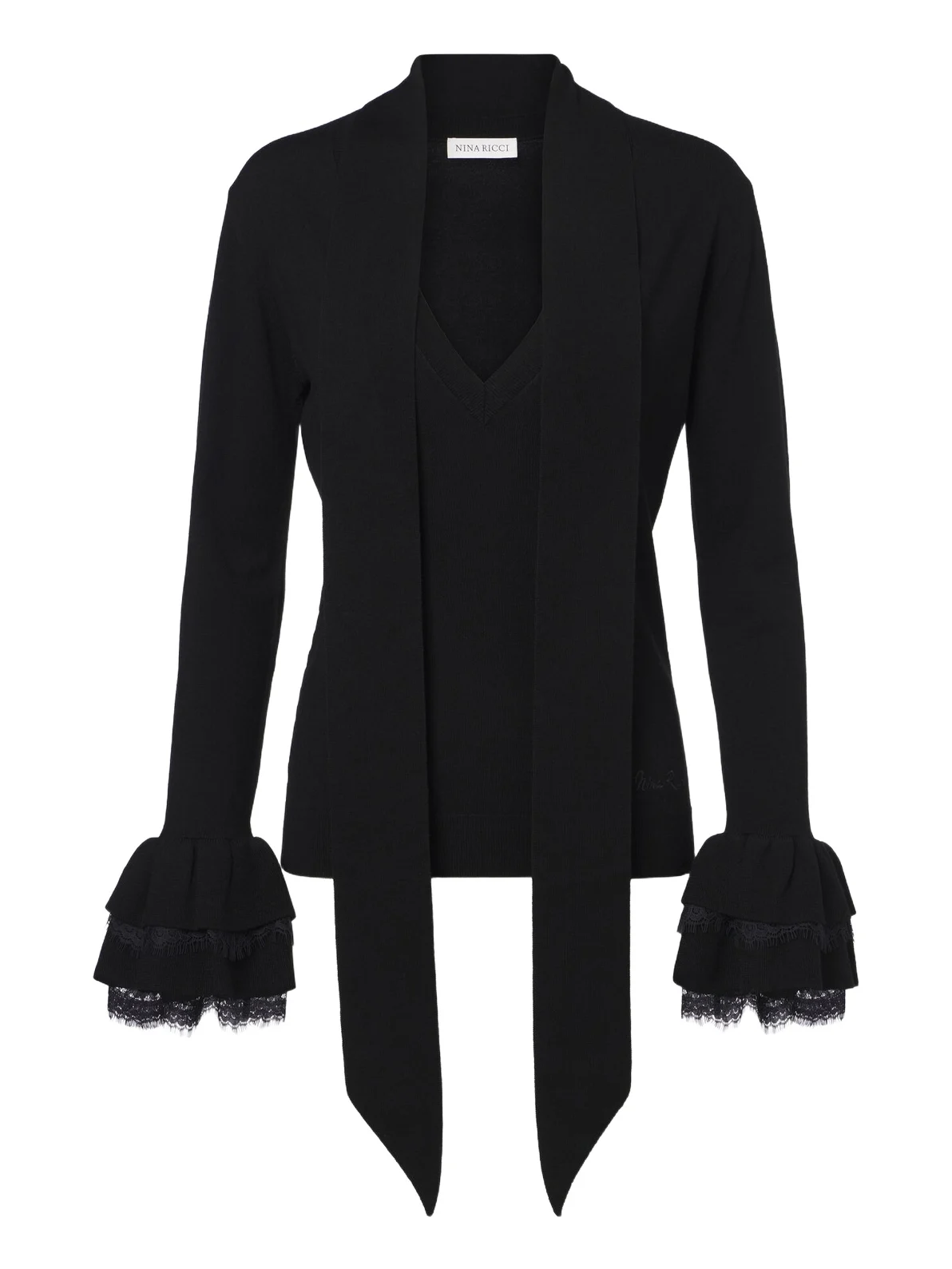 Nina Ricci Lace-trimmed wool-blend top