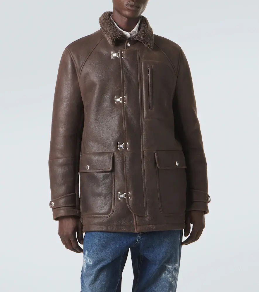 Brunello Cucinelli Shearling-lined leather jacket | Thumbnail 2