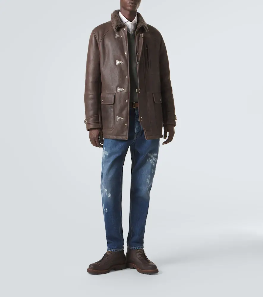 Brunello Cucinelli Shearling-lined leather jacket | Thumbnail 6