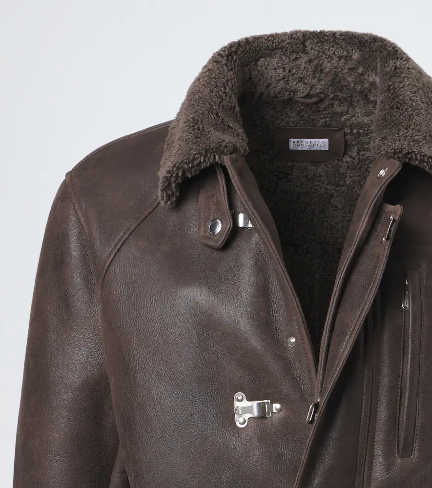 Brunello Cucinelli Shearling-lined leather jacket | Thumbnail 7
