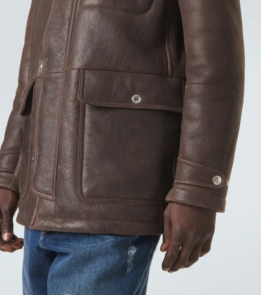 Brunello Cucinelli Shearling-lined leather jacket | Thumbnail 8