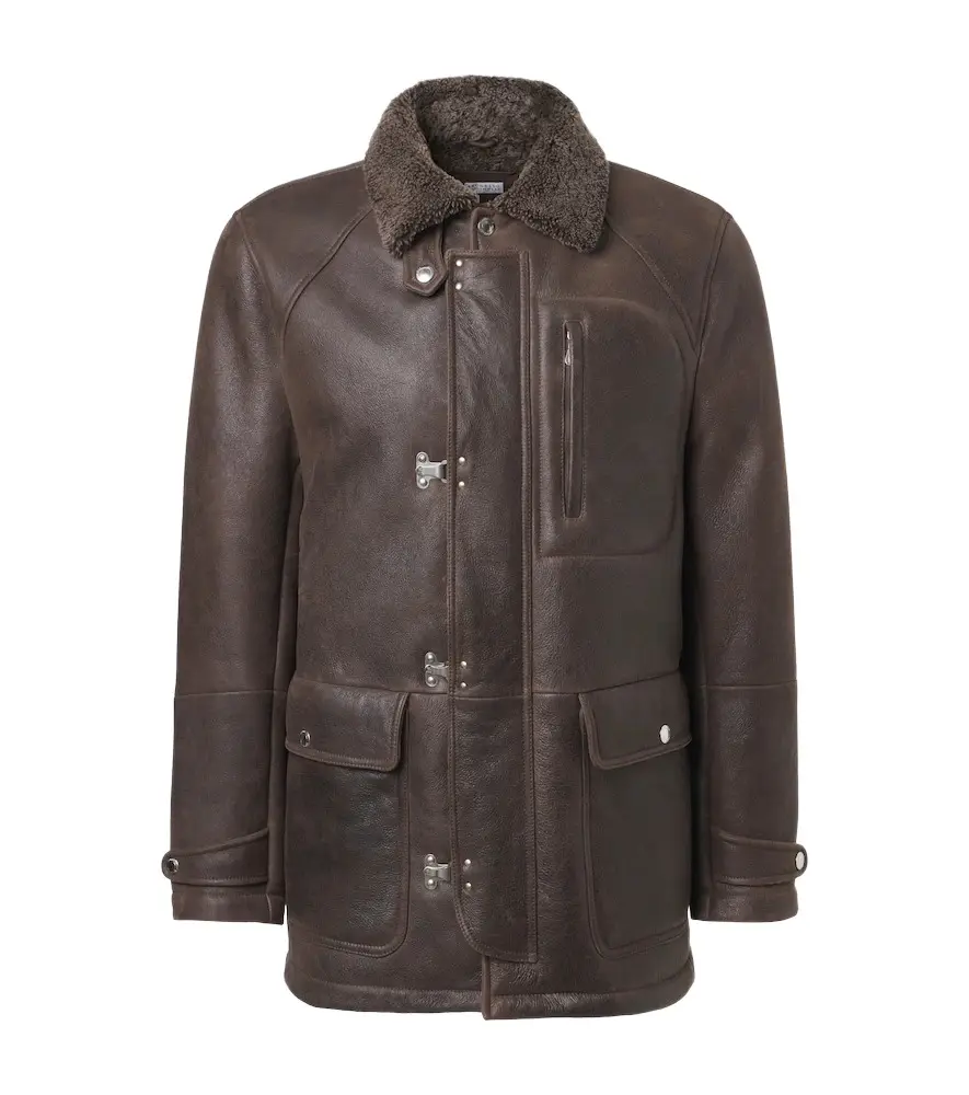Shearling-lined leather jacket