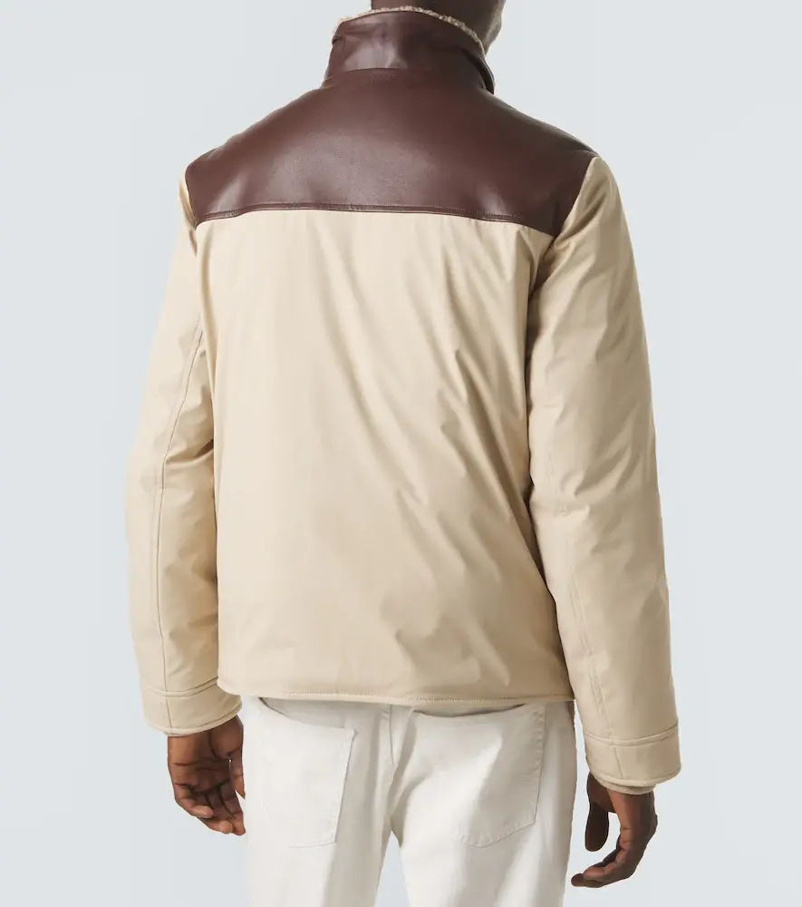 Brunello Cucinelli Leather-trimmed down jacket | Thumbnail 2 Brunello Cucinelli Leather-trimmed down jacket | Thumbnail 2