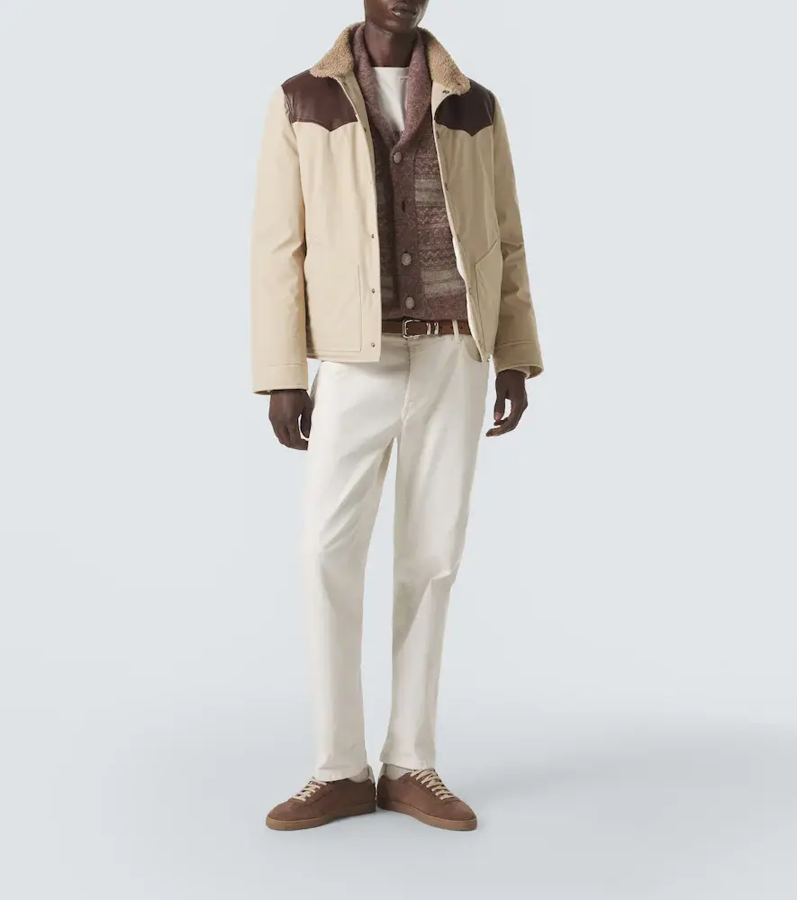 Brunello Cucinelli Leather-trimmed down jacket | Thumbnail 3 Brunello Cucinelli Leather-trimmed down jacket | Thumbnail 3