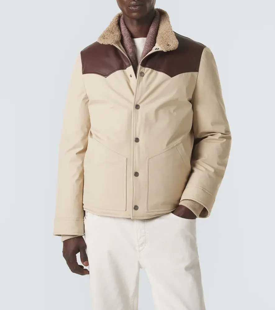 Brunello Cucinelli Leather-trimmed down jacket | Thumbnail 4 Brunello Cucinelli Leather-trimmed down jacket | Thumbnail 4