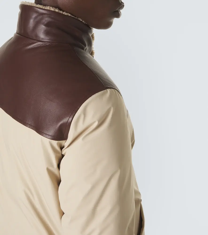 Brunello Cucinelli Leather-trimmed down jacket | Thumbnail 6 Brunello Cucinelli Leather-trimmed down jacket | Thumbnail 6