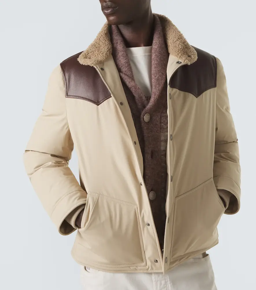 Brunello Cucinelli Leather-trimmed down jacket | Thumbnail 7 Brunello Cucinelli Leather-trimmed down jacket | Thumbnail 7