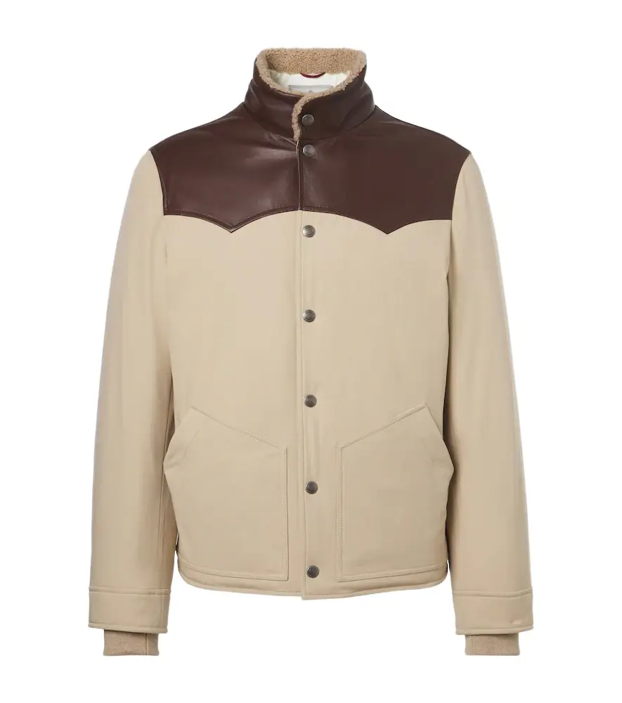 Brunello Cucinelli Leather-trimmed down jacket