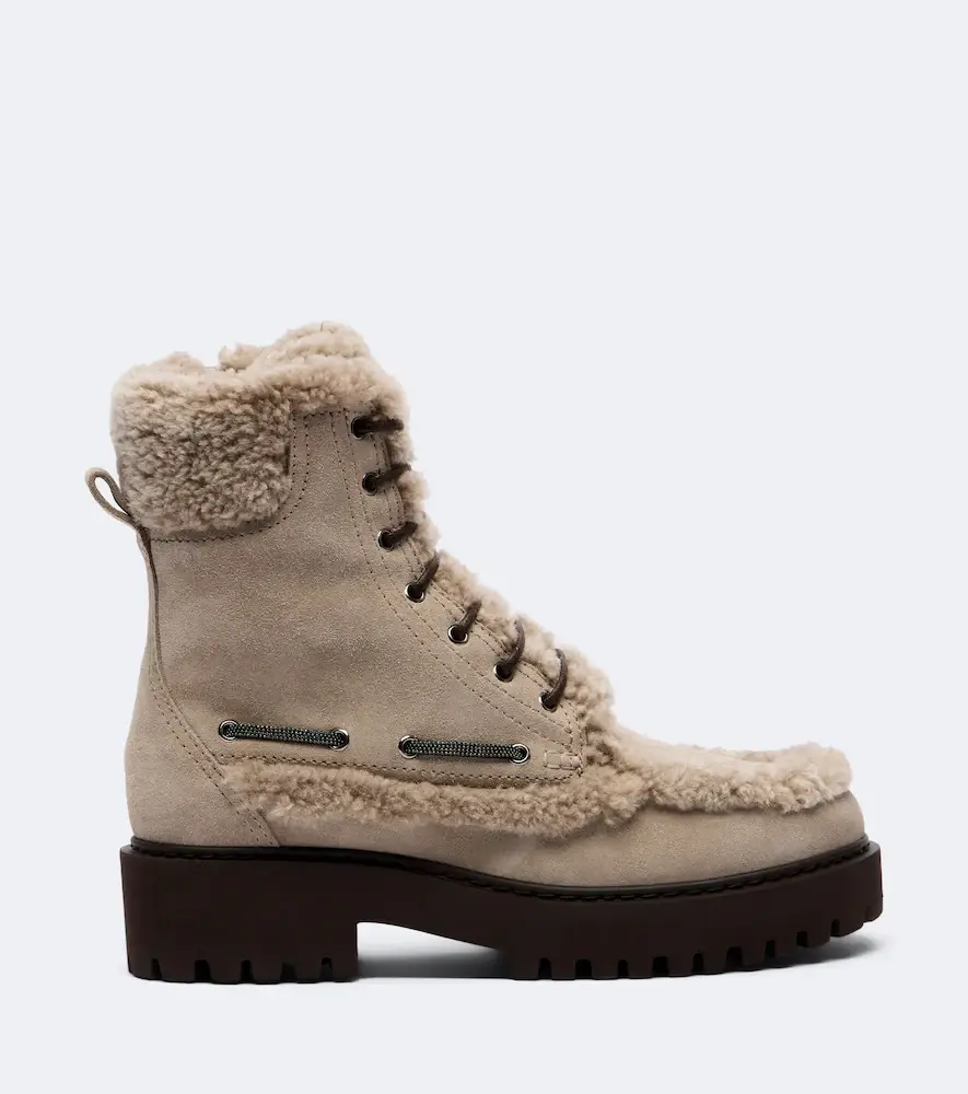 Brunello Cucinelli Monili shearing-lined suede lace-up boots | Thumbnail 2 Brunello Cucinelli Monili shearing-lined suede lace-up boots | Thumbnail 2