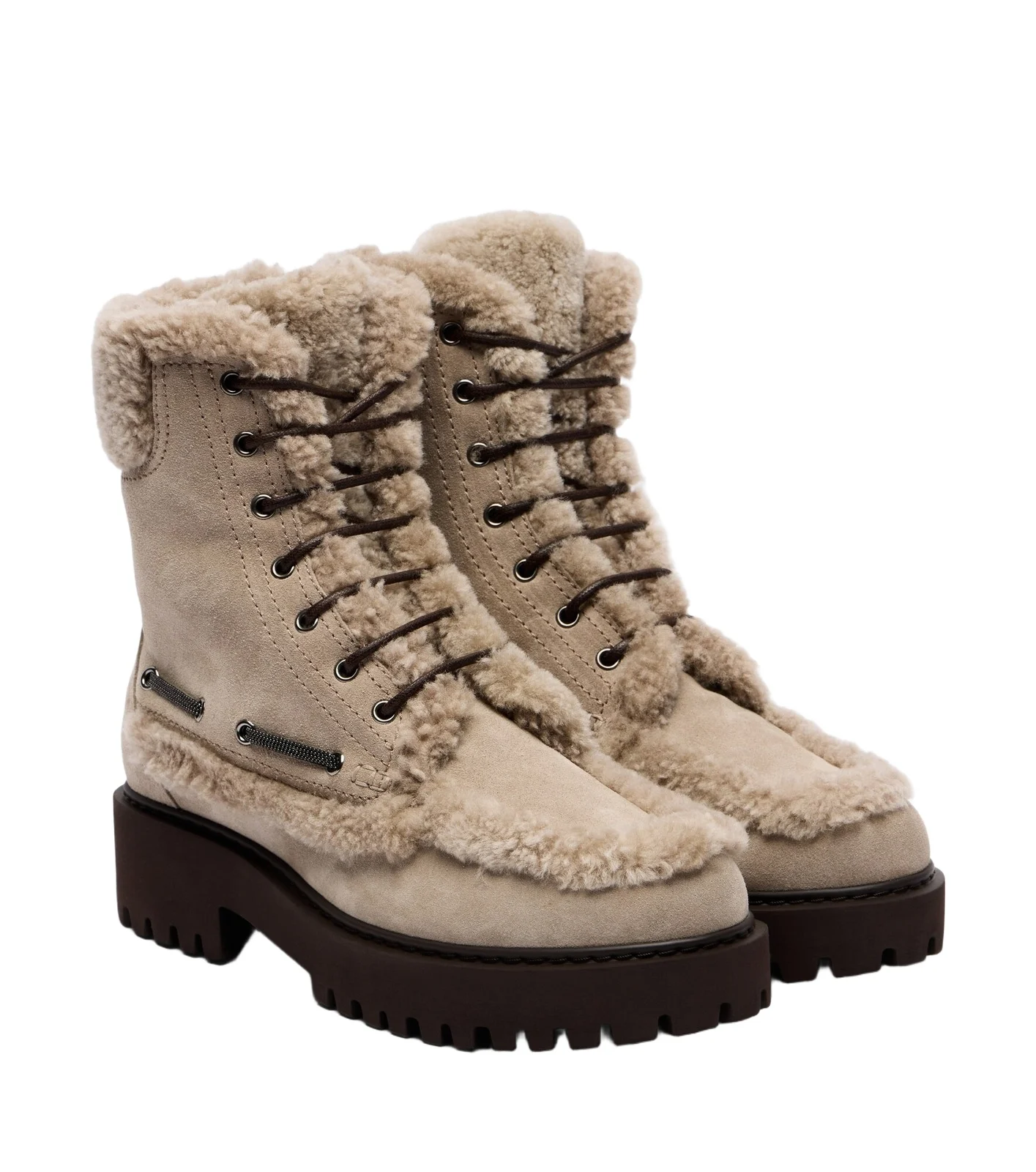 Brunello Cucinelli Monili shearing-lined suede lace-up boots