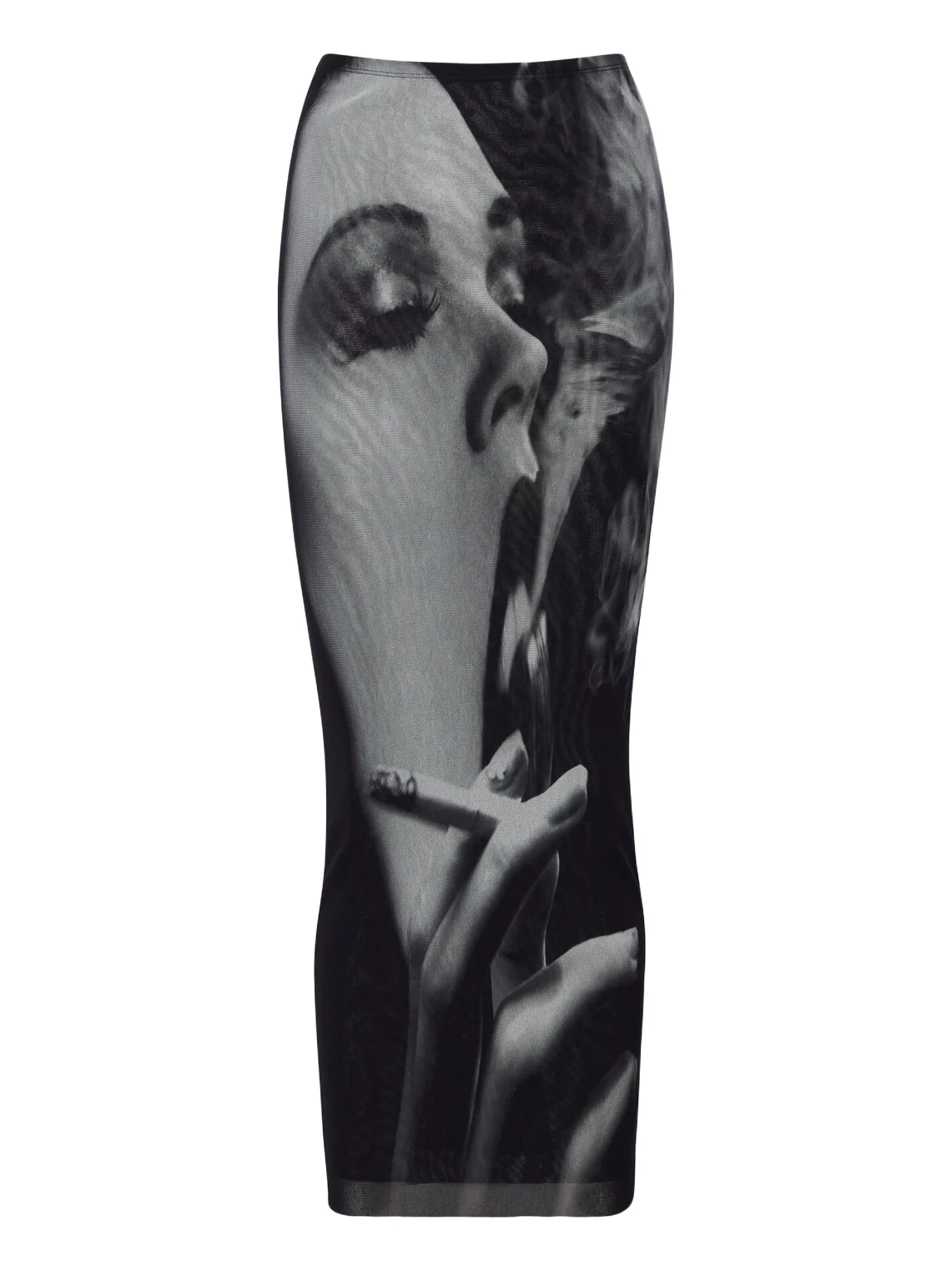 Printed mesh midi skirt