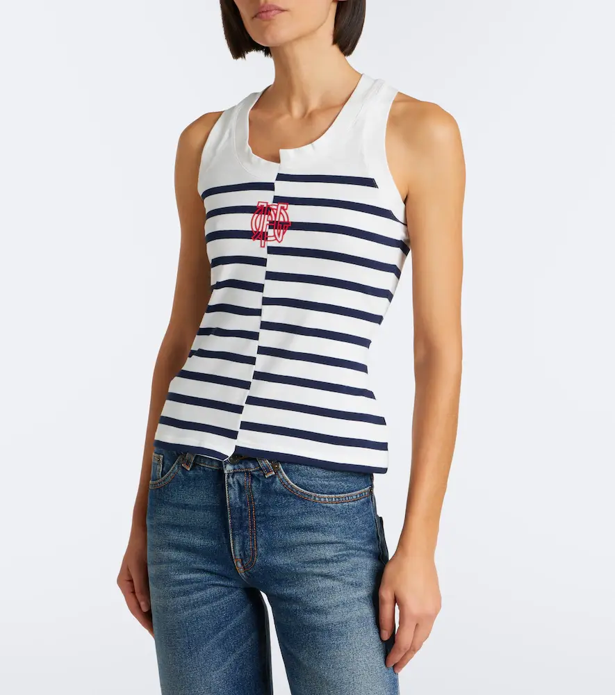 Jean Paul Gaultier Striped cotton-blend jersey tank top | Thumbnail 2 Jean Paul Gaultier Striped cotton-blend jersey tank top | Thumbnail 2