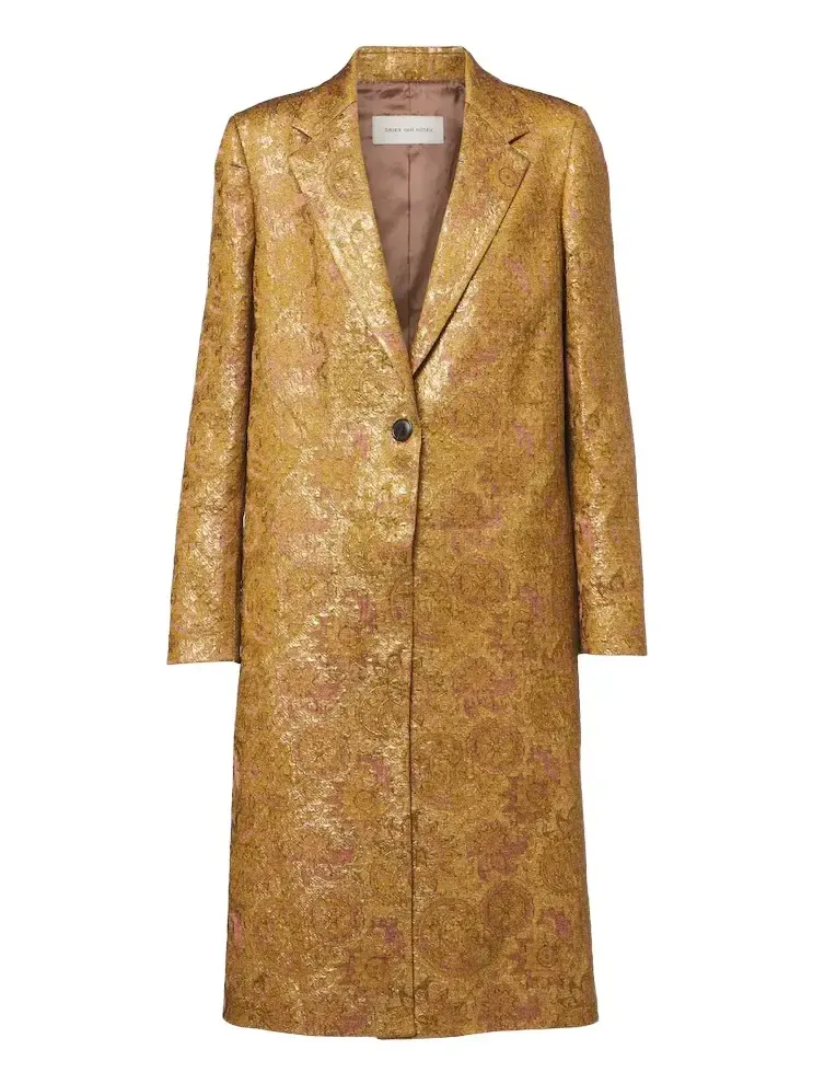 Dries Van Noten Jacquard linen, cotton, and silk-blend coat