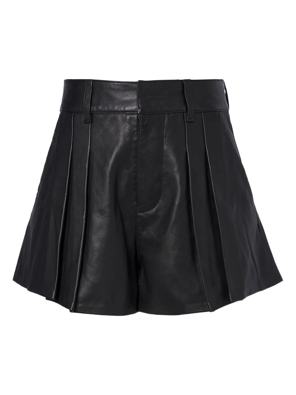 Pleated leather shorts