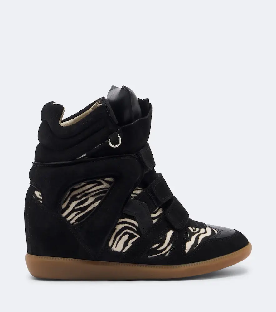 Isabel Marant Bekett calf hair and suede wedge sneakers | Thumbnail 4