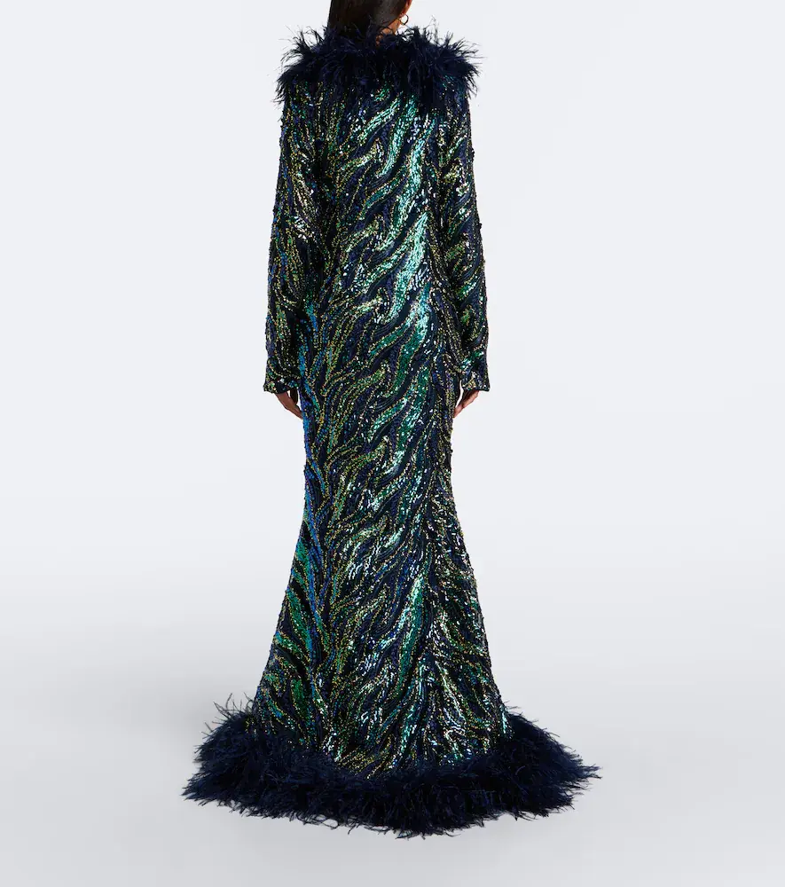 Taller Marmo Hollywood Disco feather-trimmed gown | Thumbnail 2 Taller Marmo Hollywood Disco feather-trimmed gown | Thumbnail 2
