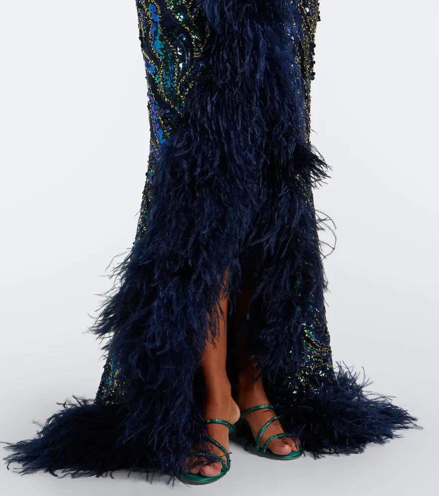 Taller Marmo Hollywood Disco feather-trimmed gown | Thumbnail 5 Taller Marmo Hollywood Disco feather-trimmed gown | Thumbnail 5