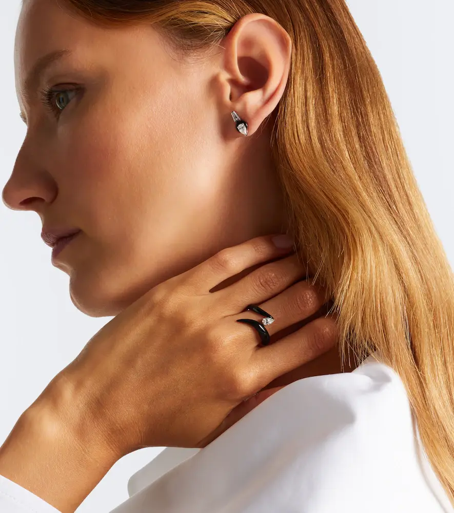 Nikos Koulis Oui 18kt white gold and enamel ring with diamonds | Thumbnail 3 Nikos Koulis Oui 18kt white gold and enamel ring with diamonds | Thumbnail 3