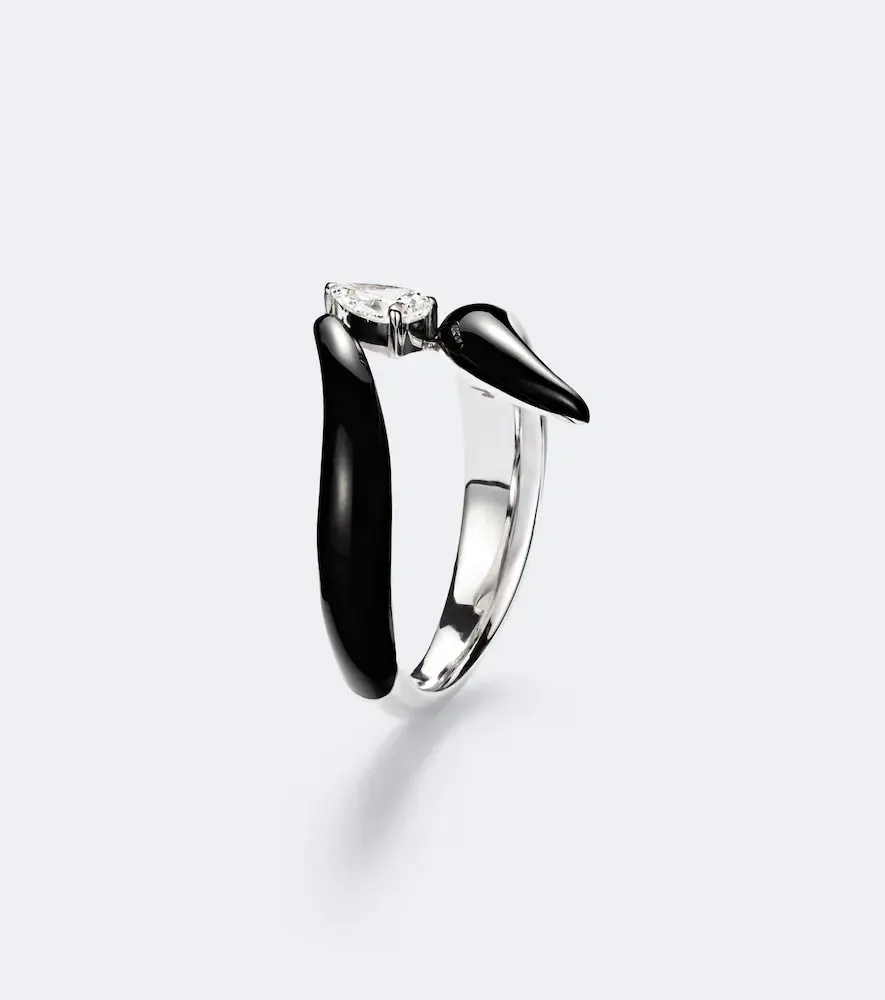 Nikos Koulis Oui 18kt white gold and enamel ring with diamonds | Thumbnail 4 Nikos Koulis Oui 18kt white gold and enamel ring with diamonds | Thumbnail 4