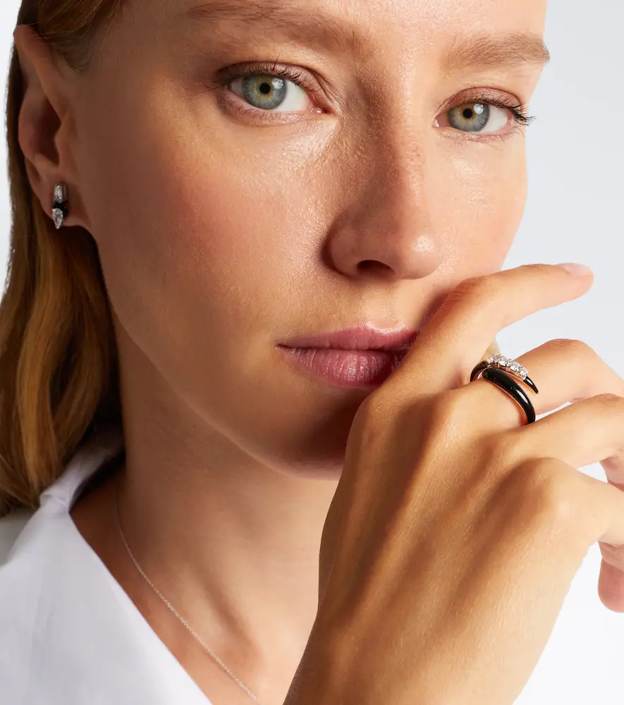 Nikos Koulis Oui 18kt white gold and enamel ring with diamonds | Thumbnail 2 Nikos Koulis Oui 18kt white gold and enamel ring with diamonds | Thumbnail 2