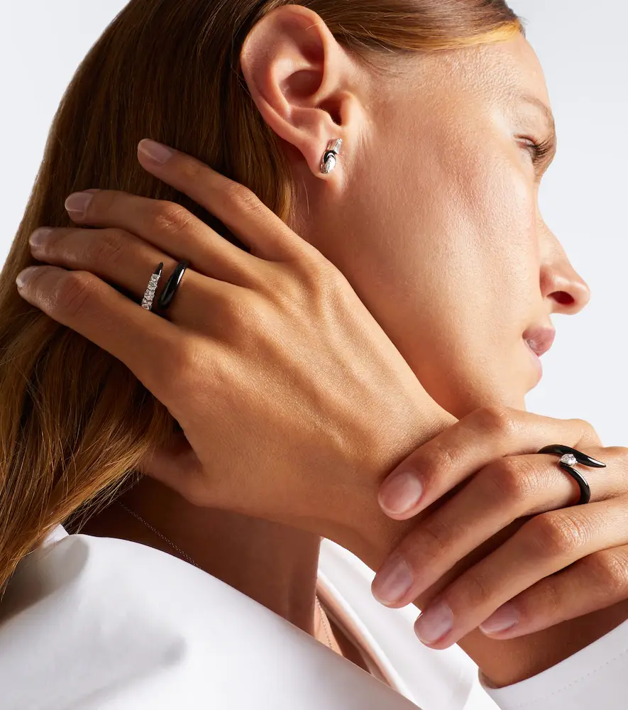 Nikos Koulis Oui 18kt white gold and enamel ring with diamonds | Thumbnail 3 Nikos Koulis Oui 18kt white gold and enamel ring with diamonds | Thumbnail 3