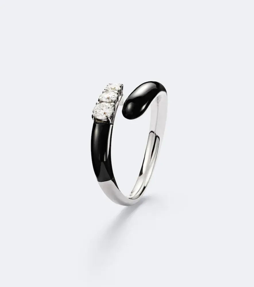 Nikos Koulis Oui 18kt white gold and enamel ring with diamonds | Thumbnail 4 Nikos Koulis Oui 18kt white gold and enamel ring with diamonds | Thumbnail 4