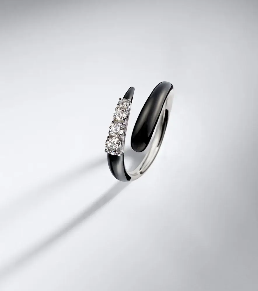 Nikos Koulis Oui 18kt white gold and enamel ring with diamonds | Thumbnail 5 Nikos Koulis Oui 18kt white gold and enamel ring with diamonds | Thumbnail 5