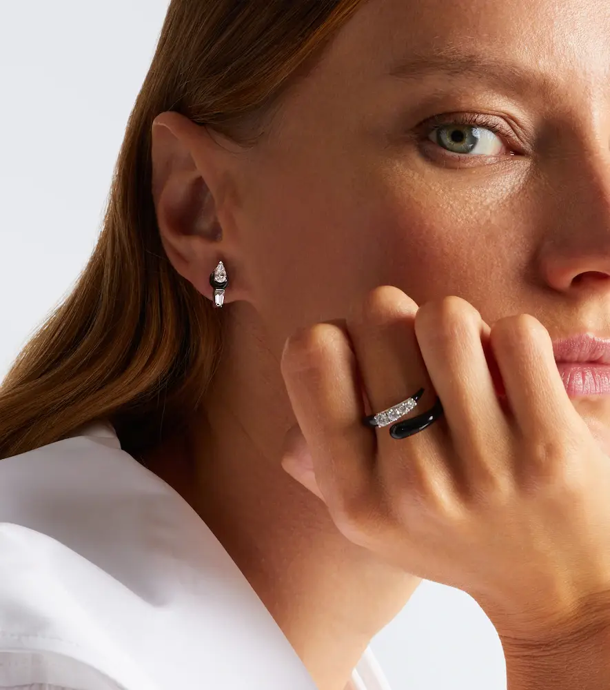 Nikos Koulis Oui 18kt white gold and enamel earrings with diamonds | Thumbnail 2 Nikos Koulis Oui 18kt white gold and enamel earrings with diamonds | Thumbnail 2
