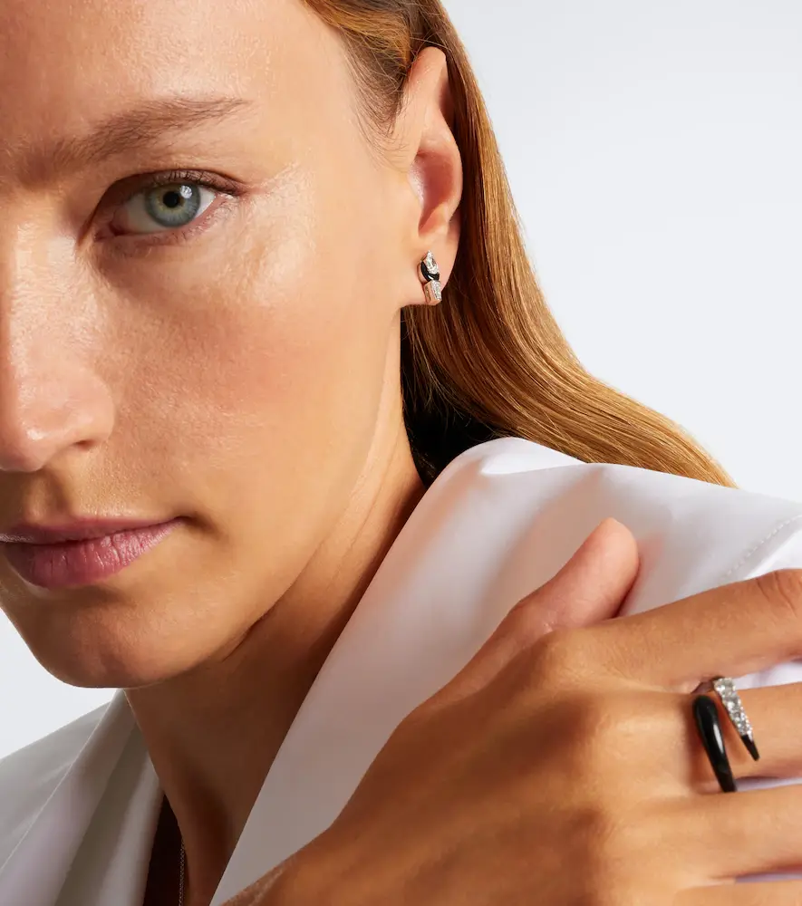 Nikos Koulis Oui 18kt white gold and enamel earrings with diamonds | Thumbnail 3 Nikos Koulis Oui 18kt white gold and enamel earrings with diamonds | Thumbnail 3
