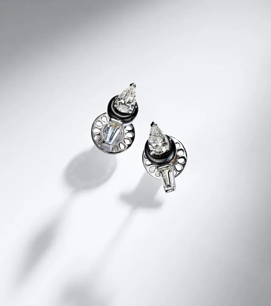 Nikos Koulis Oui 18kt white gold and enamel earrings with diamonds | Thumbnail 5 Nikos Koulis Oui 18kt white gold and enamel earrings with diamonds | Thumbnail 5