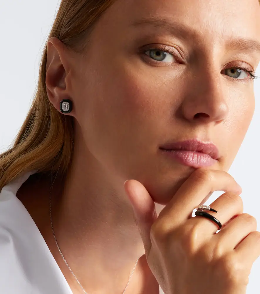 Nikos Koulis Oui 18kt white gold and enamel earrings with diamonds | Thumbnail 3 Nikos Koulis Oui 18kt white gold and enamel earrings with diamonds | Thumbnail 3