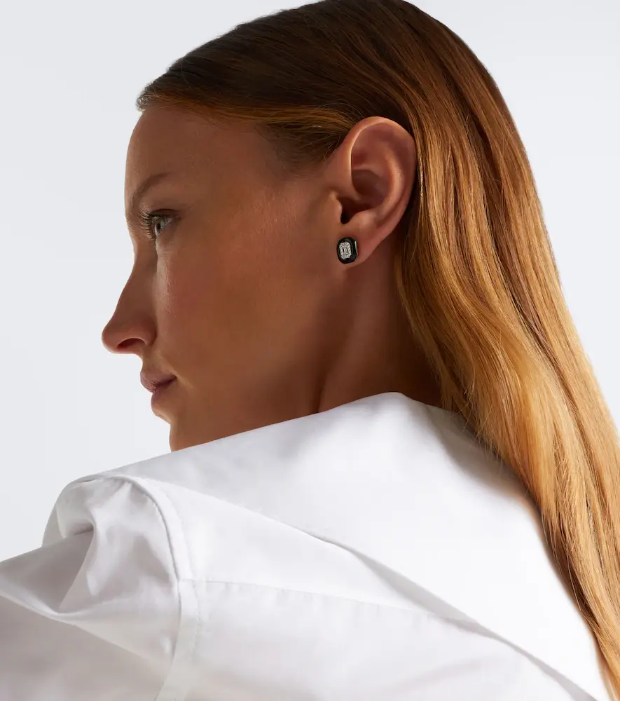 Nikos Koulis Oui 18kt white gold and enamel earrings with diamonds | Thumbnail 4 Nikos Koulis Oui 18kt white gold and enamel earrings with diamonds | Thumbnail 4
