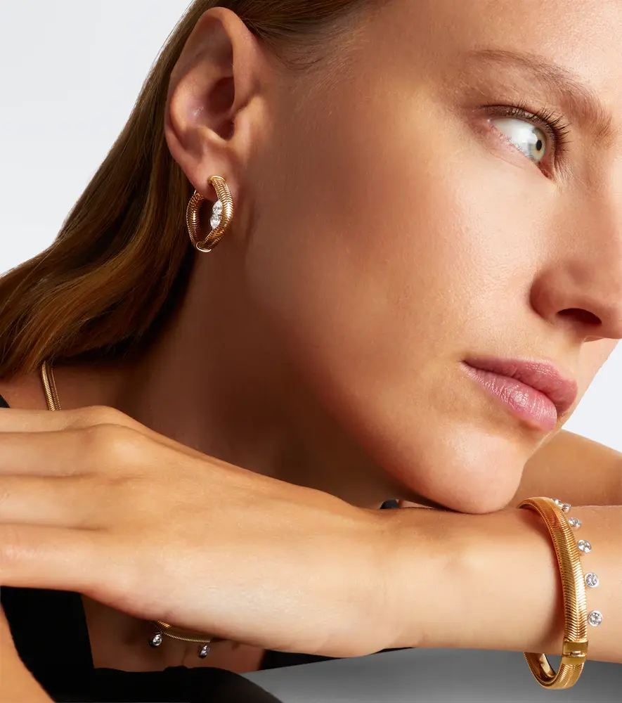 Nikos Koulis Feelings 18kt gold hoop earrings with diamonds | Thumbnail 2 Nikos Koulis Feelings 18kt gold hoop earrings with diamonds | Thumbnail 2