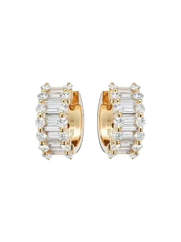 Bucherer Fine Jewellery Baguette Love 18kt gold hoop earrings with diamonds