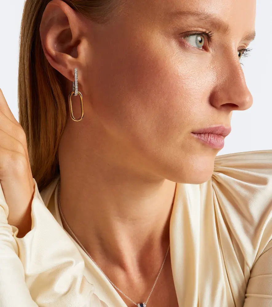 Bucherer Fine Jewellery Link 18kt white and yellow gold hoop earrings with diamonds | Thumbnail 2 Bucherer Fine Jewellery Link 18kt white and yellow gold hoop earrings with diamonds | Thumbnail 2