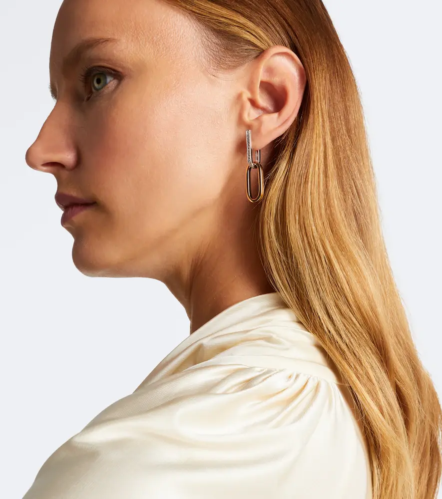 Bucherer Fine Jewellery Link 18kt white and yellow gold hoop earrings with diamonds | Thumbnail 3 Bucherer Fine Jewellery Link 18kt white and yellow gold hoop earrings with diamonds | Thumbnail 3