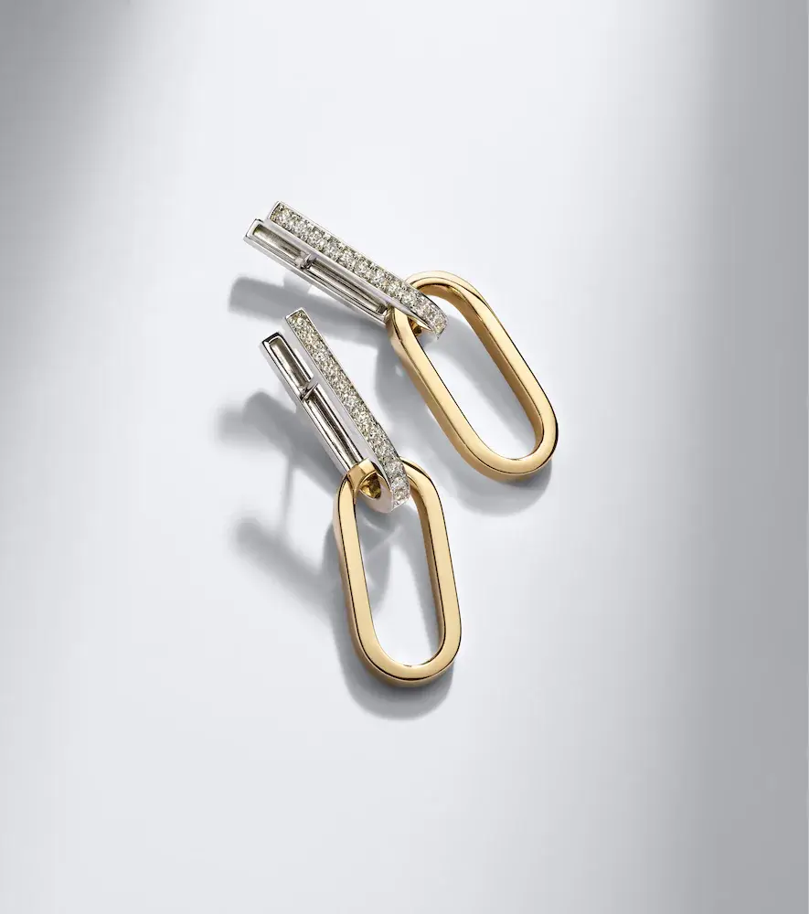 Bucherer Fine Jewellery Link 18kt white and yellow gold hoop earrings with diamonds | Thumbnail 5 Bucherer Fine Jewellery Link 18kt white and yellow gold hoop earrings with diamonds | Thumbnail 5