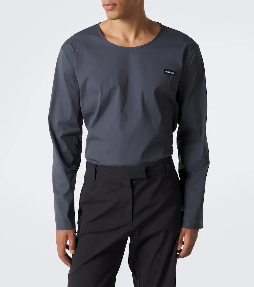 Miu Miu Cotton-blend poplin T-shirt | Thumbnail 5 Miu Miu Cotton-blend poplin T-shirt | Thumbnail 5