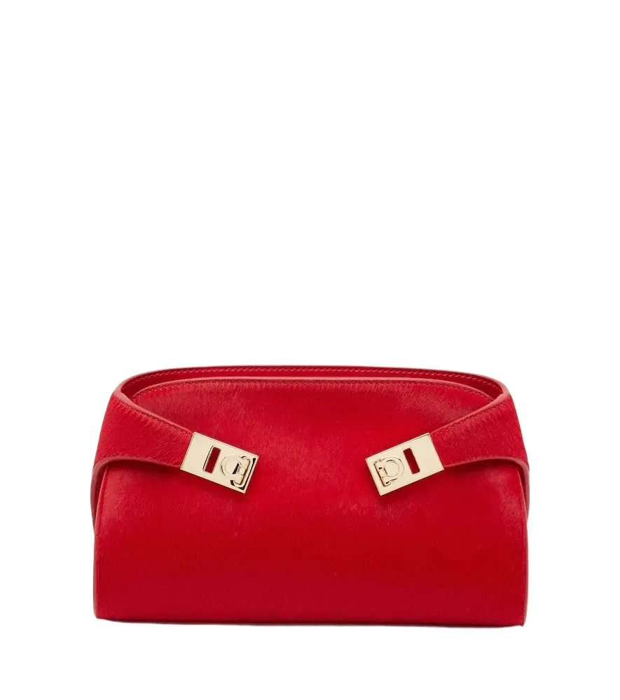 Ferragamo Hug Small calf hair clutch