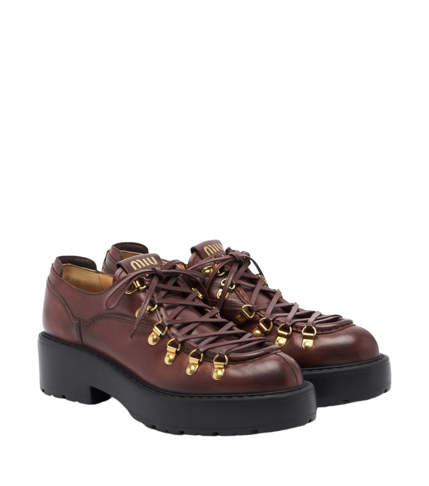 Leather lace-up loafers