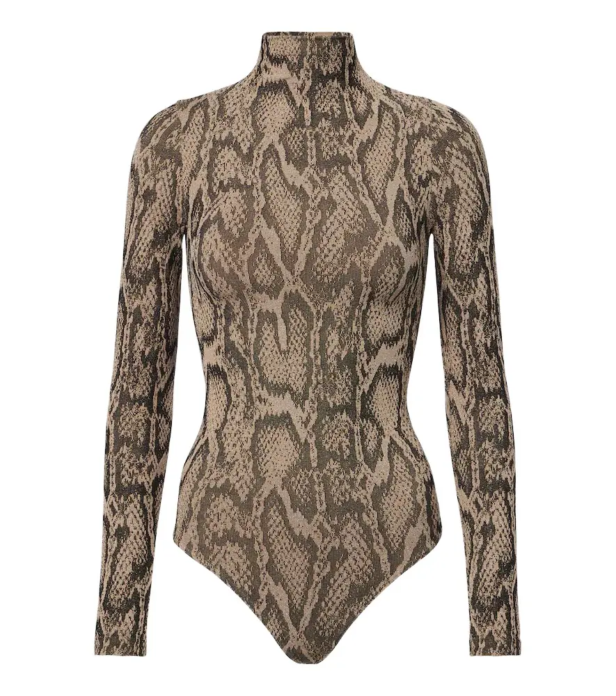 Wolford Snake-print jacquard bodysuit