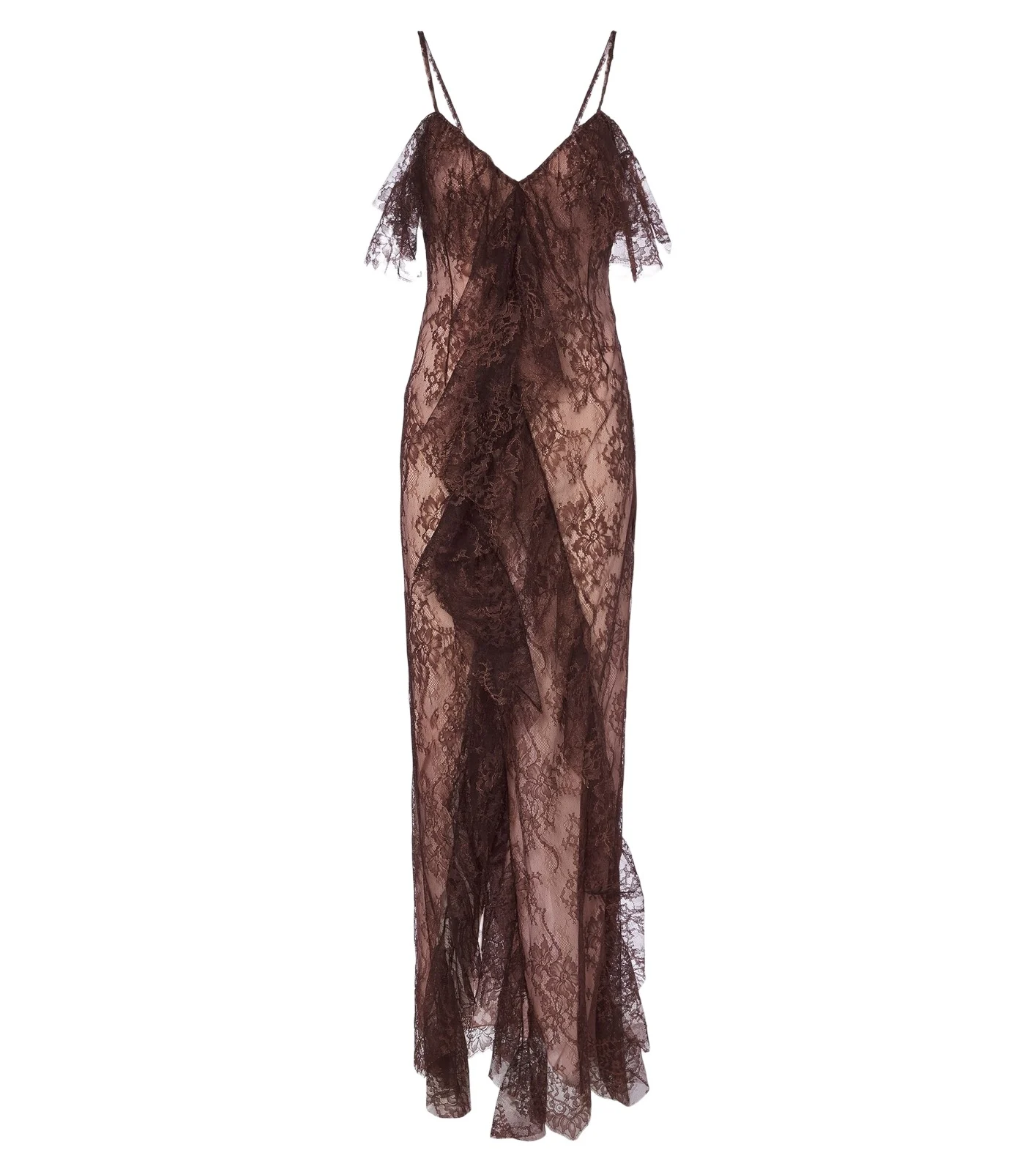 Ruffled lace gown