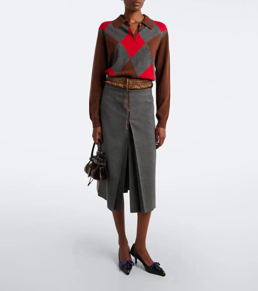 Prada Argyle cashmere polo sweater | Thumbnail 6 Prada Argyle cashmere polo sweater | Thumbnail 6