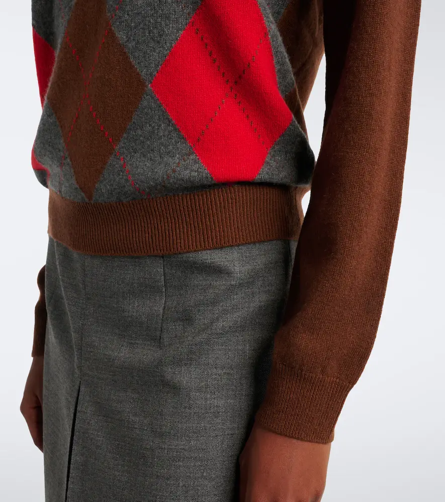 Prada Argyle cashmere polo sweater | Thumbnail 7 Prada Argyle cashmere polo sweater | Thumbnail 7