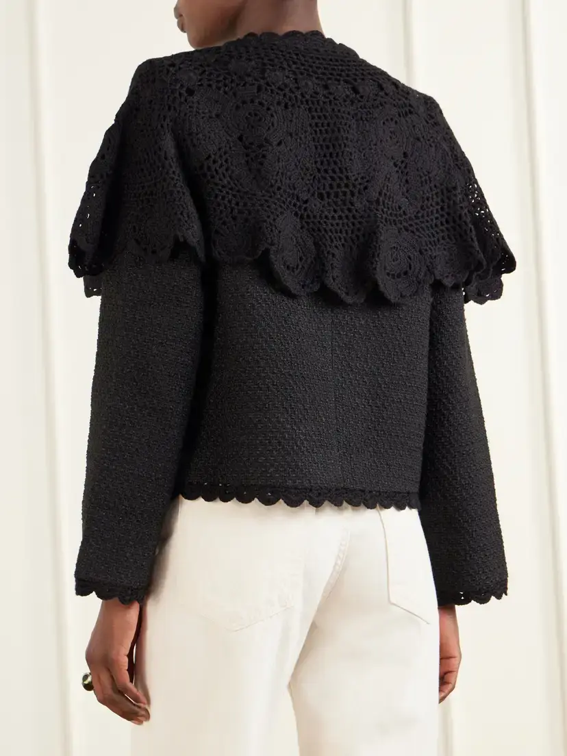 Sea Wright Cape-detailed Crochet-trimmed Bouclé Jacket | Thumbnail 3 Sea Wright Cape-detailed Crochet-trimmed Bouclé Jacket | Thumbnail 3
