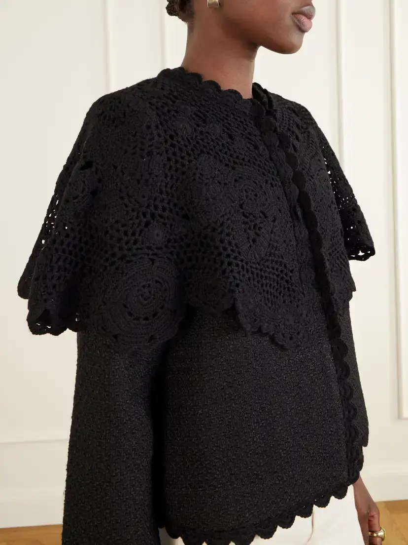 Sea Wright Cape-detailed Crochet-trimmed Bouclé Jacket | Thumbnail 4 Sea Wright Cape-detailed Crochet-trimmed Bouclé Jacket | Thumbnail 4
