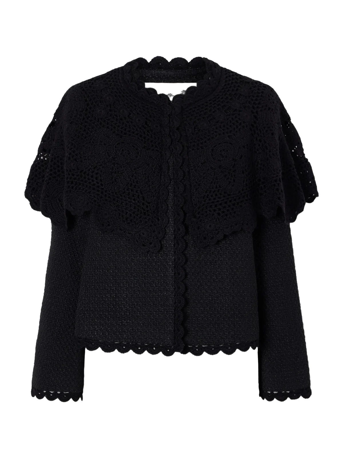 Sea Wright Cape-detailed Crochet-knit Trimmed Bouclé Jacket
