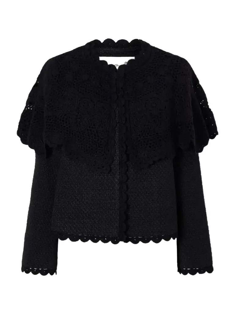Sea Wright Cape-detailed Crochet-trimmed Bouclé Jacket