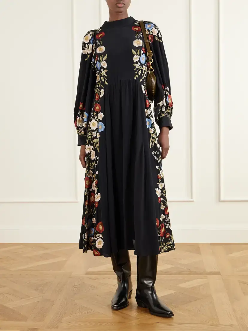 Sea Ruwa Floral-embroidered Jacquard Midi Dress | Thumbnail 2