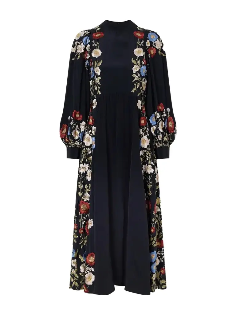 Sea Ruwa Floral-embroidered Jacquard Midi Dress